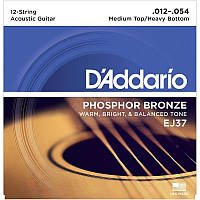 Струны для акустической гитары 12 шт D'Addario EJ37 Phosphor Bronze Medium Top Heavy Bottom A IN, код: 2656600