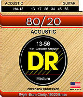 Струни для акустичної гітари 6 шт DR HA-13 Hi-Beam 80 20 Bronze Acoustic Guitar Strings Med IN, код: 2656614