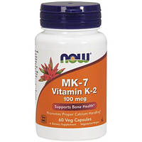 Вітамін K NOW Foods Vitamin K-2 (MK7) 100 mcg 60 Veg Caps NX, код: 7519472