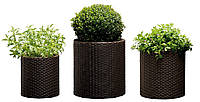 Набор горшков для цветов Keter Cylinder Planter Set коричневый 7л z117-2024