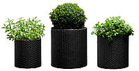 Набор горшков для цветов Keter Cylinder Planter Set серый 7л z117-2024