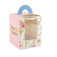 Коробка на 1 кекс Щасливого Великодня! (квіти)