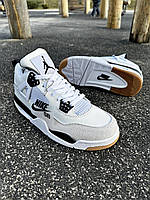 Кроссовки мужские Nike SB Air Jordan Retro 4 белые с черным SRV T2525-6