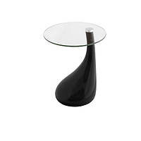 Столик журнальный дизайнерский SDM Перла пластик столешница круглая стекло 50 см Черный (hub_ IN, код: 2406686