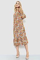 Платье свободного кроя с цветочным принтом бежево-горчичный 204R201 Ager S-M TR, код: 8227840