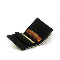 Мужской кошелёк кожаный на кнопке Wallet Square (as120101) Чёрный IN, код: 191055