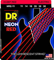 Струны для электрогитары DR NRE-11 Hi-Def Neon Red K3 Coated Heavy Electric Guitar Strings 11 VA, код: 6556150