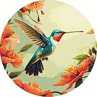 Картина по номерам Красочная колибри ©art_selena_ua Идейка KHO-R1045 диаметр 39см BM, код: 8453483
