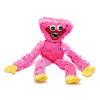 М'яка іграшка обіймашка Хагі Ваги рожева з блискітками та зірочками 40 см з липучками на лапках Huggу-Wuggу