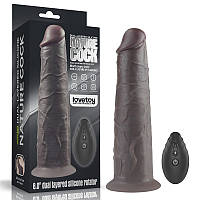 Двошаровий вібратор на присоску Lovetoy Dual Layered Platinum Silicone Rotator Black 8.0 KB, код: 7837804