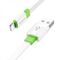 Кабель Borofone BX89 Union USB-A to iPhone Lightning 2.4A PVC Бело-зеленый GG, код: 8024601