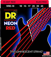 Струни для електрогітари 6 шт DR NRE-10 Hi-Def Neon Red K3 Coated Medium Electric Guitar Stri IN, код: 2660132