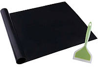 Комплект антипригарный коврик для BBQ Черный и Лопатка с антипригарным покрытием Зелёная (vol HH, код: 2648089