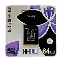Карта памяти с адаптером Hi-Rali Micro SDXC 64gb UHS-3 Class 10 Черный UM, код: 8062289