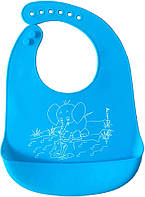 Слюнявчик силиконовый детский с карманчиком и рисунком 2Life 32х23 см Голубой (vol-10182) ET, код: 8106548
