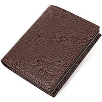 Компактный мужской бумажник из натуральной зернистой кожи без застежки BOND 21989 Коричневый QT, код: 8323723