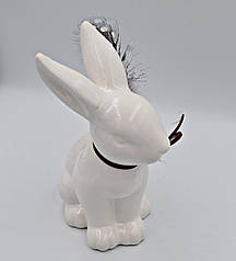 Великодня фігурка Кролик порцеляновий з пір'ям білий H14см
