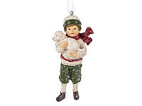 Ялинкова фігурка Christmas Boy зі цуценям Lefard AL186503 NX, код: 8251244