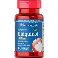 Коэнзим Puritan's Pride Ubiquinol 100 mg 60 Softgels NX, код: 7520723