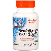 Тиамин Doctor's Best Benfotiamine 150 + Alpha-Lipoic Acid 300 60 Veg Caps PZ, код: 7670339