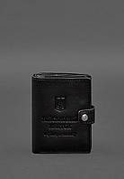 Кожаная обложка-портмоне для военного билета офицера запаса (узкий документ) Черная BlankNote PZ, код: 8321812