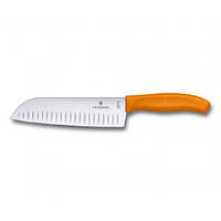 Кухонный нож Victorinox SwissClassic Santoku с воздушными карманами 170 мм в блистере Оранжев PR, код: 376729