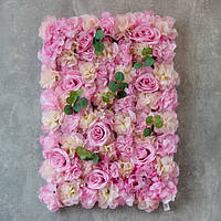 Штучний фітомодуль з квітів "Рожеві троянди", 40х60 см (9091-003)