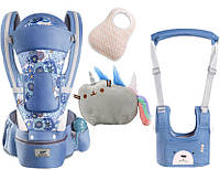 Хіпсит ерго-рюкзак кенгуру-переноска Baby Carrier 6 в 1 слинявчик і іграшка Пушин кота Веселка MY, код: 7465795