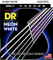 Струны для акустической гитары DR NWA-11 Hi-Def Neon White K3 Coated Acoustic Guitar Strings SP, код: 7291186