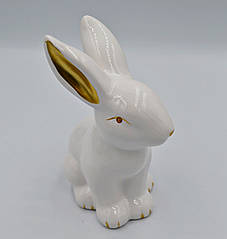 Великодня фігурка Кролик порцеляновий біло-золотий H10.5см