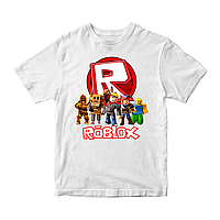 Футболка белая с принтом онлайн игры Roblox Персонажы игры Roblox Роблокс Кавун 7-8 лет ФП011 SM, код: 8379658