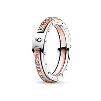 Серебряное кольцо Pandora двухцветная с паве 58 PR, код: 8301826