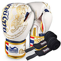Боксерские перчатки Phantom Muay Thai Gold Limited Edition 10 унций (капа в подарок) htp топ