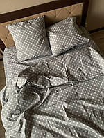 Комплект постельного белья Бязь голд люкс Серый со звёздами Евро размер 200х220