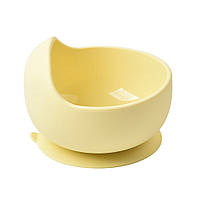 Силиконовая круглая глубокая тарелка для первых блюд на присоске 2Life Y11 350 мл Желтый (n-1 BM, код: 7812948