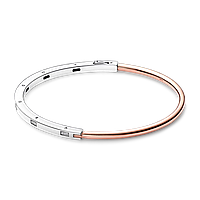 Серебряный браслет бангл двухцветный I-D с паве Pandora 16 ET, код: 8301860