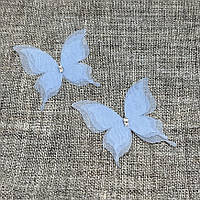Бабочка шифоновая (трехслойная), размер 4,5 см*4,8 см, цвет голубой, 1 шт , Блакитний