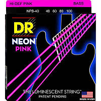 Струны для бас-гитары DR NPB-40 Hi-Def Neon Pink K3 Coated Light Bass Guitar 4 Strings 40 100 UP, код: 7416998