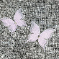 Бабочка шифоновая (трехслойная), размер 4,5 см*4,8 см, цвет светло-розовый, 1 шт , Рожевий
