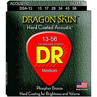 Струны для акустической гитары 6 шт DR DSA-13 Dragon Skin K3 Coated Acoustic Guitar Strings 1 DH, код: 2656586