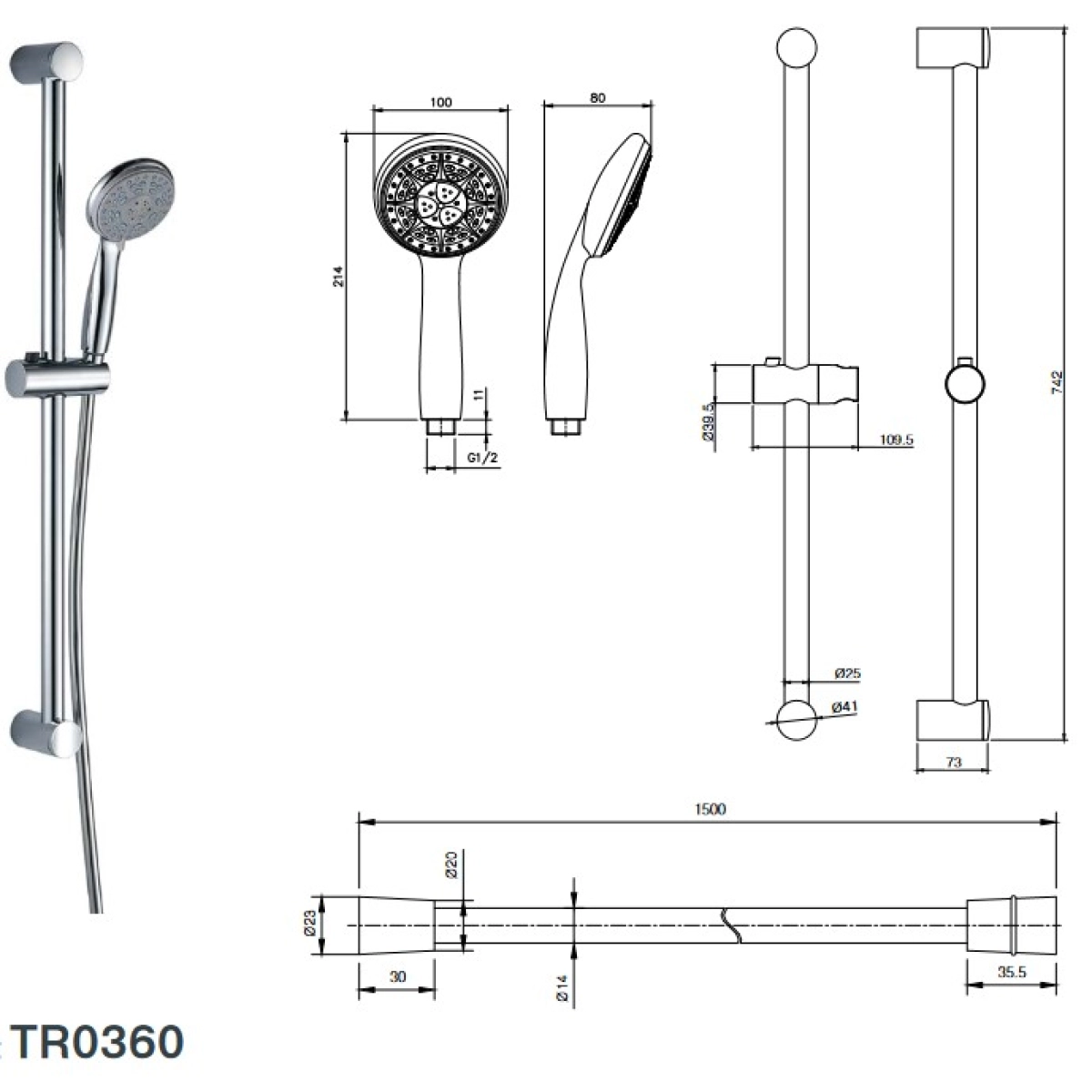 Душовий гарнітур Koller Pool SR03600 1 режим, шланг 1500 мм - фото 2 - id-p2144065433