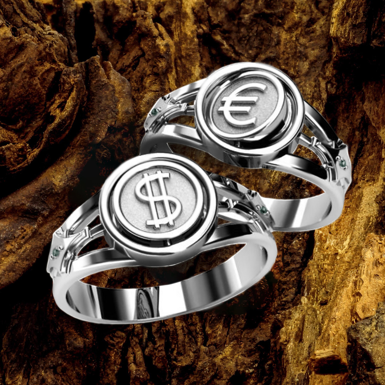 Мужское серебряное кольцо Доллар\Евро - фото 1 - id-p2163562700