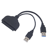 Кабель Lucom USB3.0 A-SATA 22p адаптер HDD Y-power 0.15m 5Gbps Чорний (62.09.8310) GM, код: 8345667