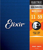 Струны для электрогитары Elixir 12106 Nanoweb Nickel Plated Steel 7-String Medium 11 59 XN, код: 6555464