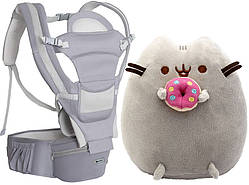 Хіпсит ергог-рюкзак кенгуру-переноска та Пушин кет Pusheen cat з пончиком Baby Carrier 6 в 1 Се SP, код: 7665202