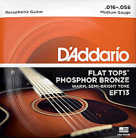 Струны для акустической гитары 6 шт D'Addario EFT13 Phosphor Bronze Flat Tops Medium Acoustic DH, код: 2656746