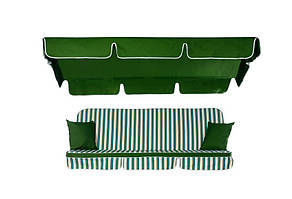 Комплект для садових гойдалок King Бежево-зелені смуги, 9493 / Зелений однотон, 23003 (ОСТ-ФРАН ТМ)