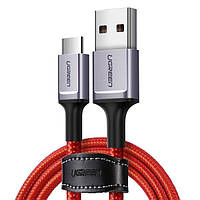 Кабель Ugreen US292 USB 2.0 A to Type C Cable Nickel Plating Aluminum Braid 1m Red (60184)