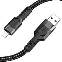 Кабель зарядки hoco. U110 USB-A to iPhone Lightning 2.4A 1.2 м Черный BK, код: 7808550