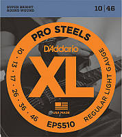 Струны для электрогитары 6 шт D'Addario EPS510 ProSteels Regular Light Electric Strings 10 46 DH, код: 2660100